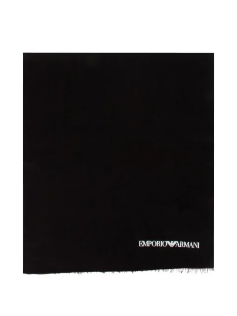 Emporio Armani logo-print frayed scarf