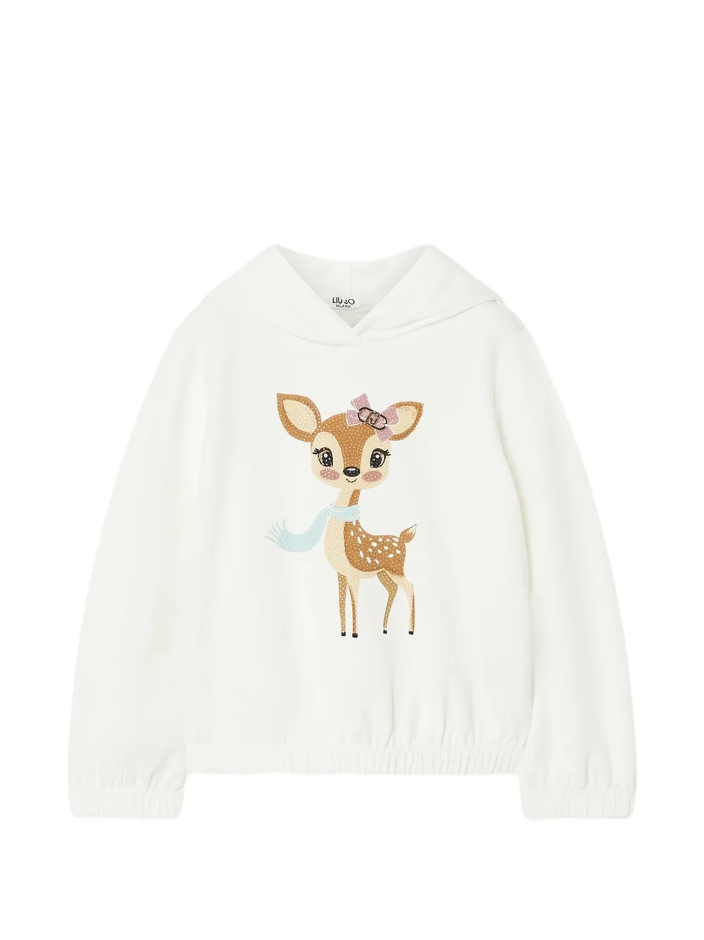Liu Jo Kids Hoodie met elastische zoom en hertenprint Wit