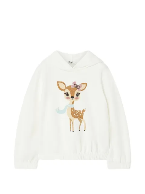 Liu Jo Kids deer-print elasticated-hem hoodie