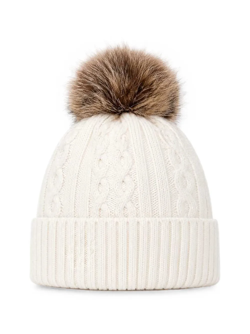 LIU JO knitted hat with pom-pom Beige