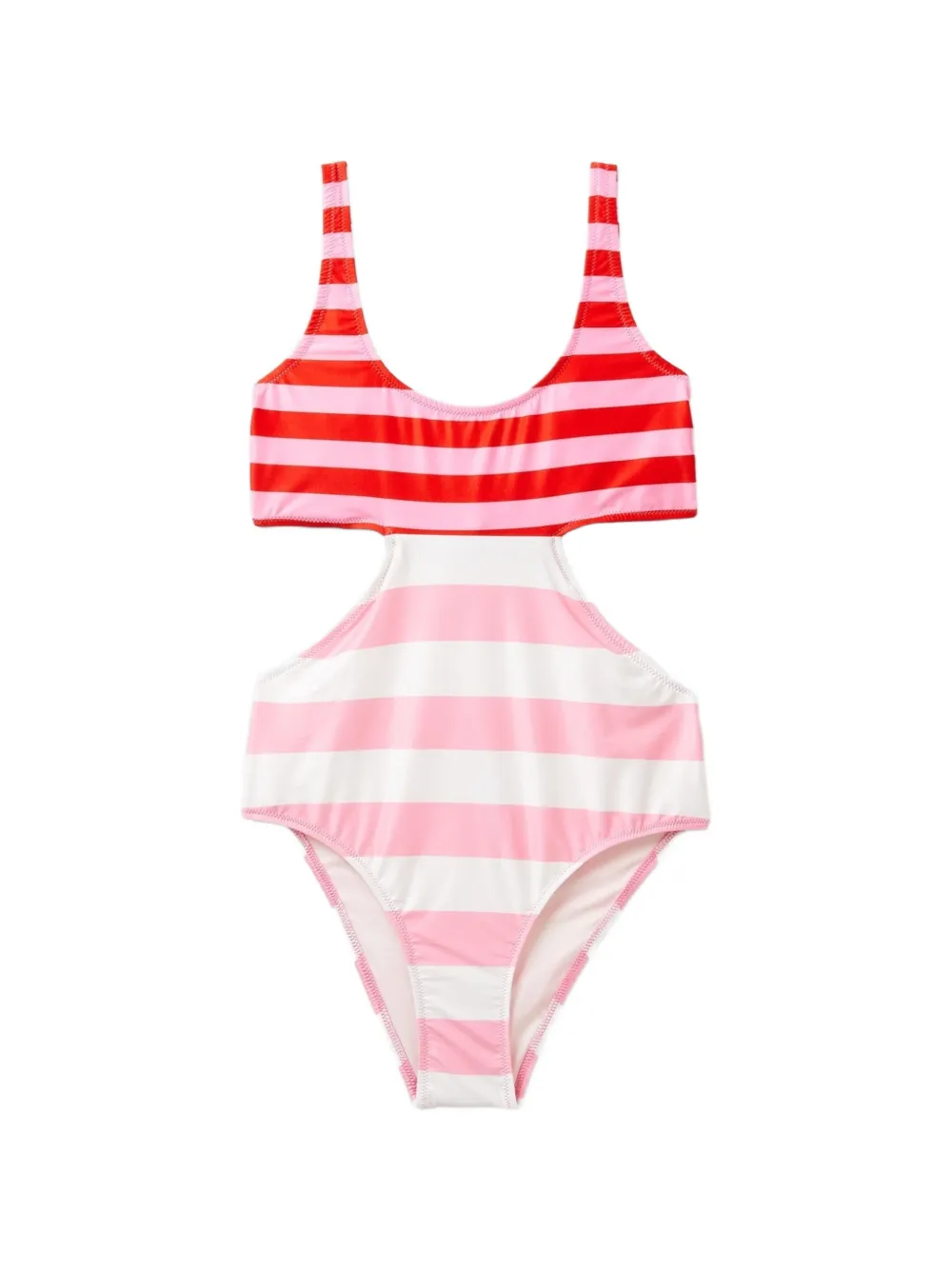 Benetton striped cut-out swimsuit - Rosa