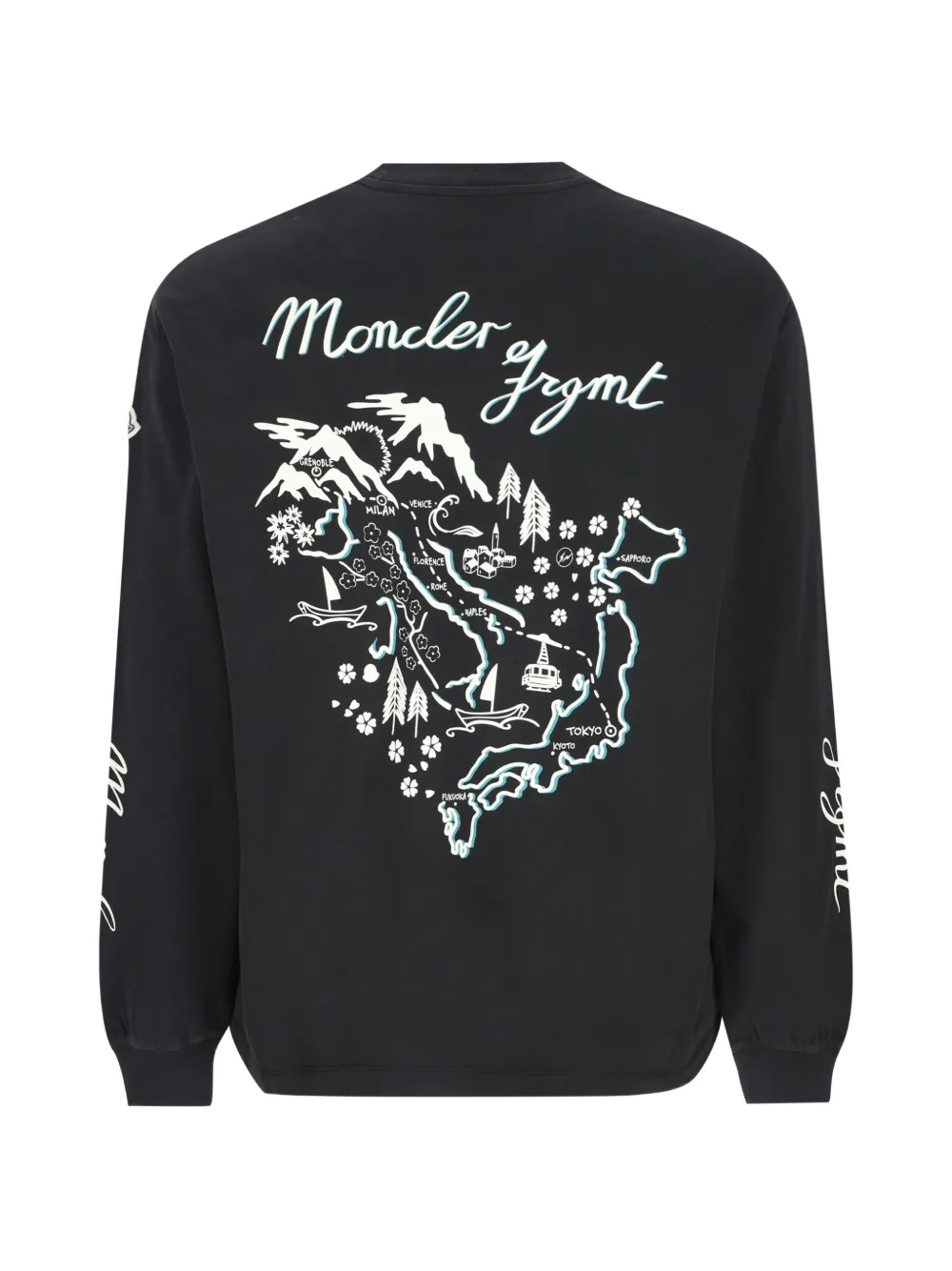 Moncler x FRGMT logo-print T-shirt Zwart
