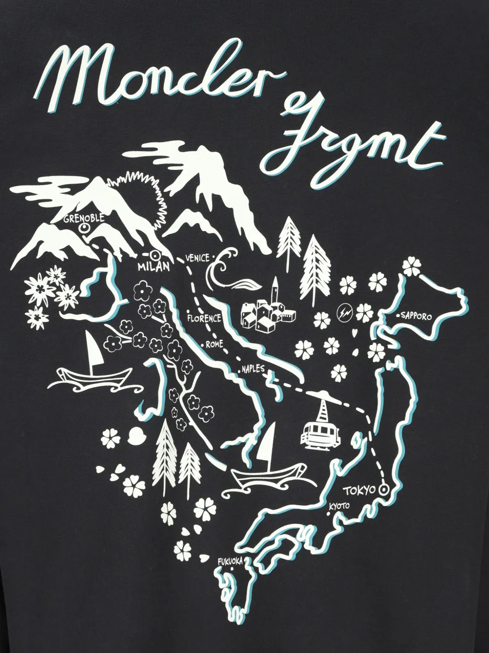 Moncler x FRGMT logo-print T-shirt Zwart