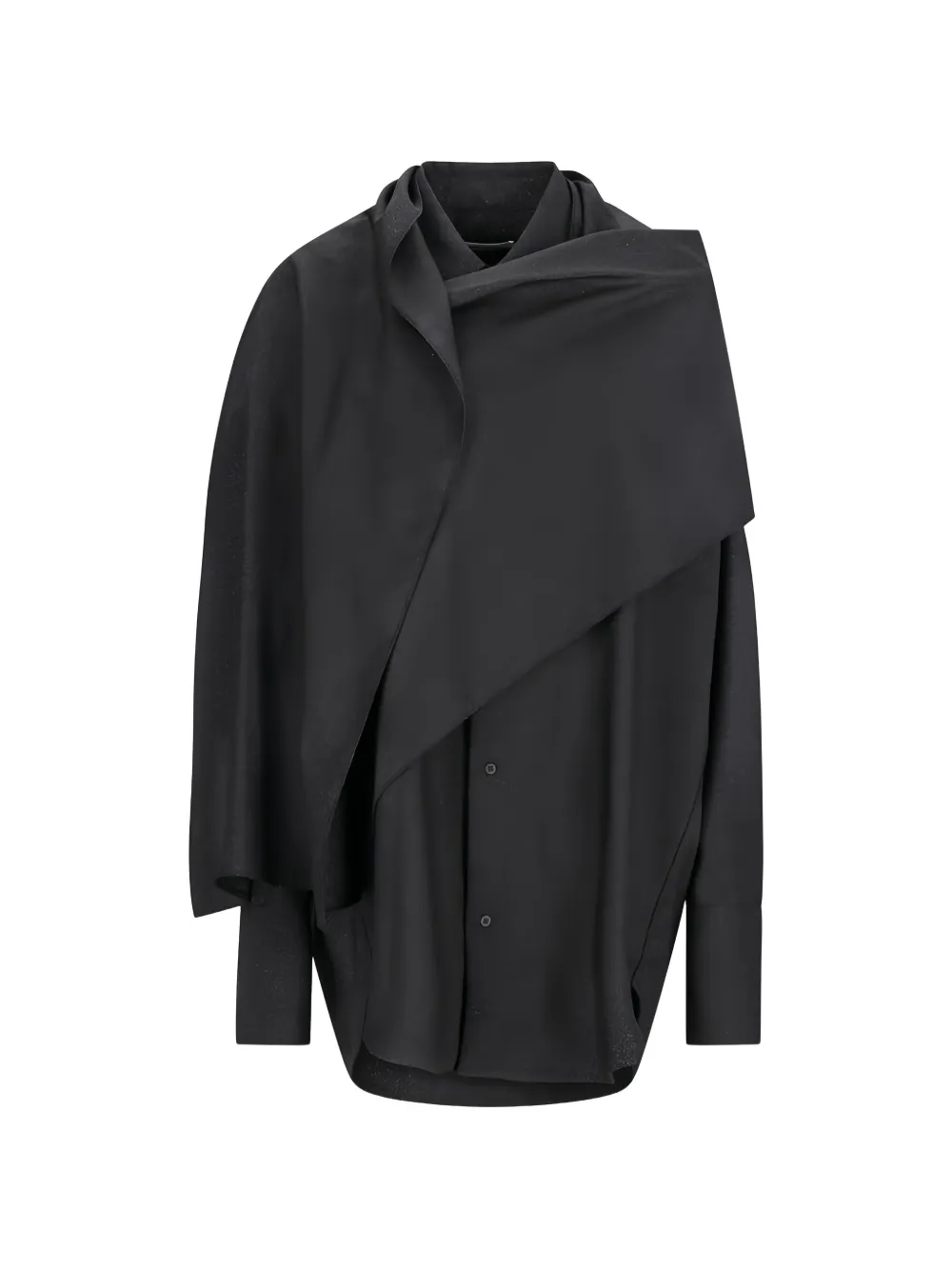 DARKPARK Georgia - detachable scarf wool shirt - Nero