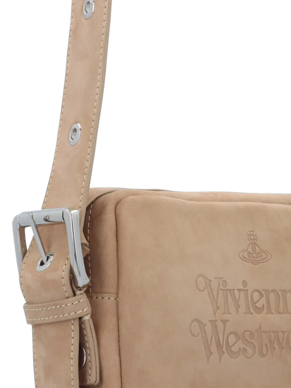 Vivienne Westwood Leren shopper met logo-reliëf Beige