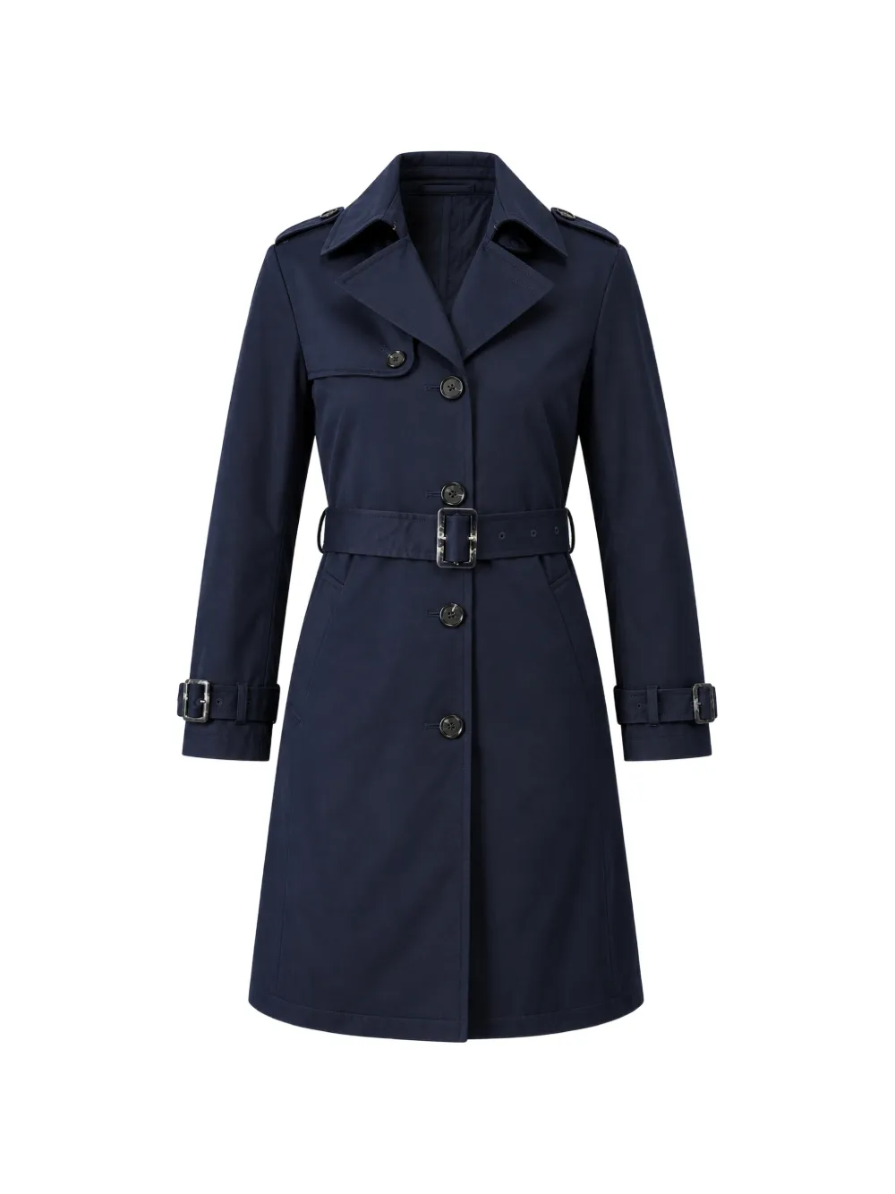 Add Single-breasted Belted Trench Coat In Blue