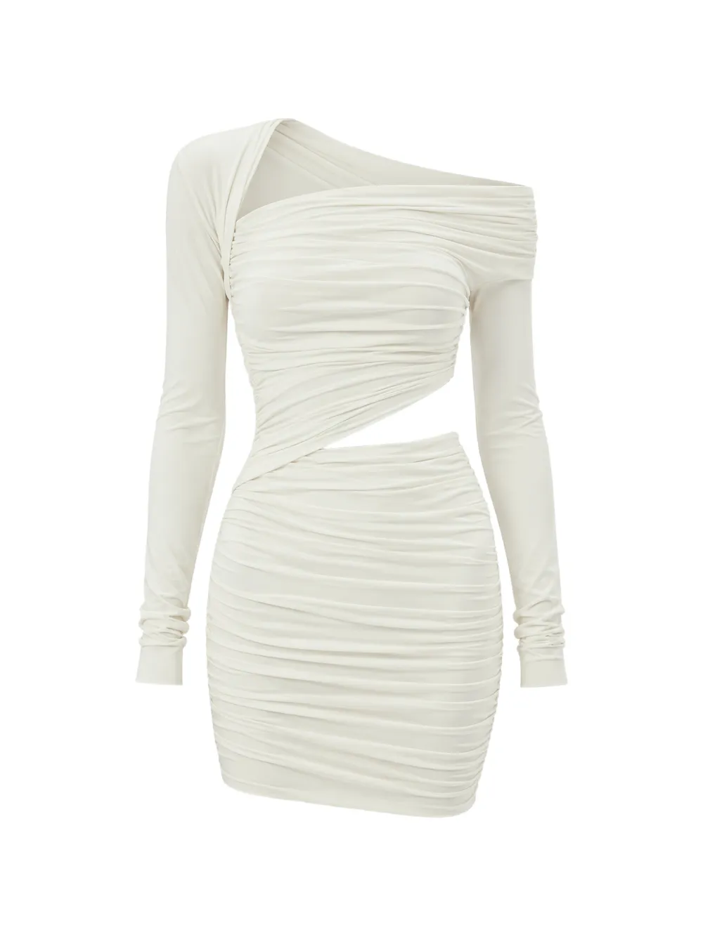 Amazuìn Pat Cut-out Ruched Mini Dress In Neutral