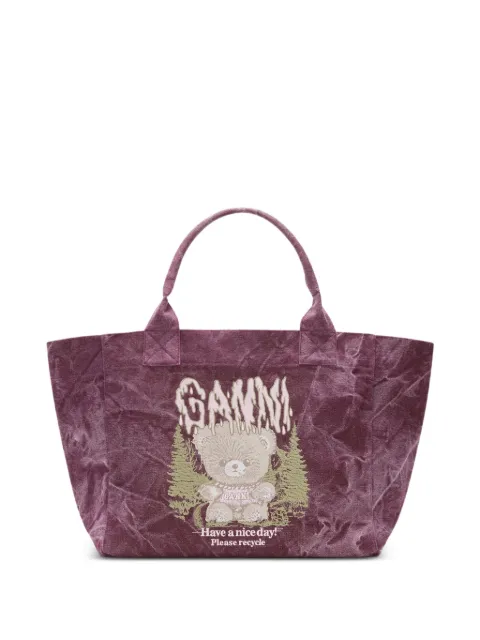 GANNI graphic-print tote bag
