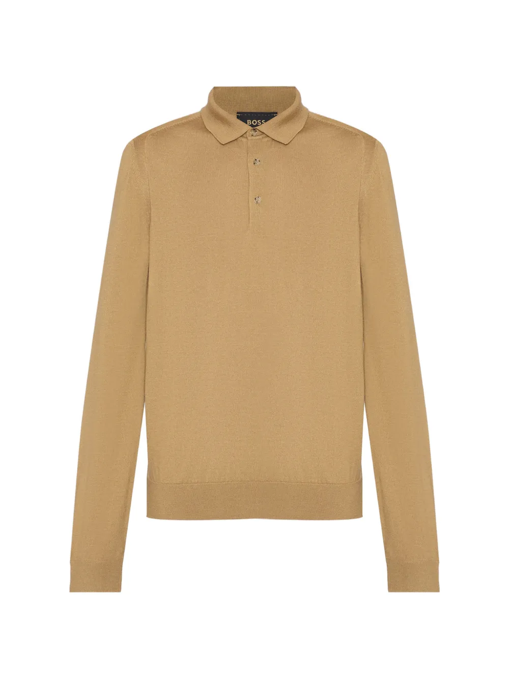 Hugo Boss Long-sleeve Knitted Polo Shirt In Neutrals