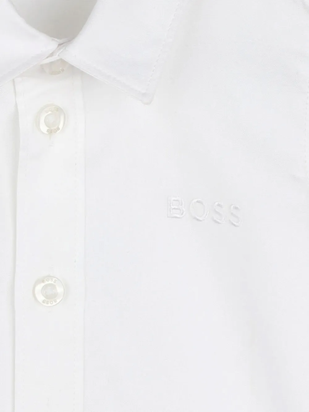 BOSS Kidswear logo-embroidered shirt Wit