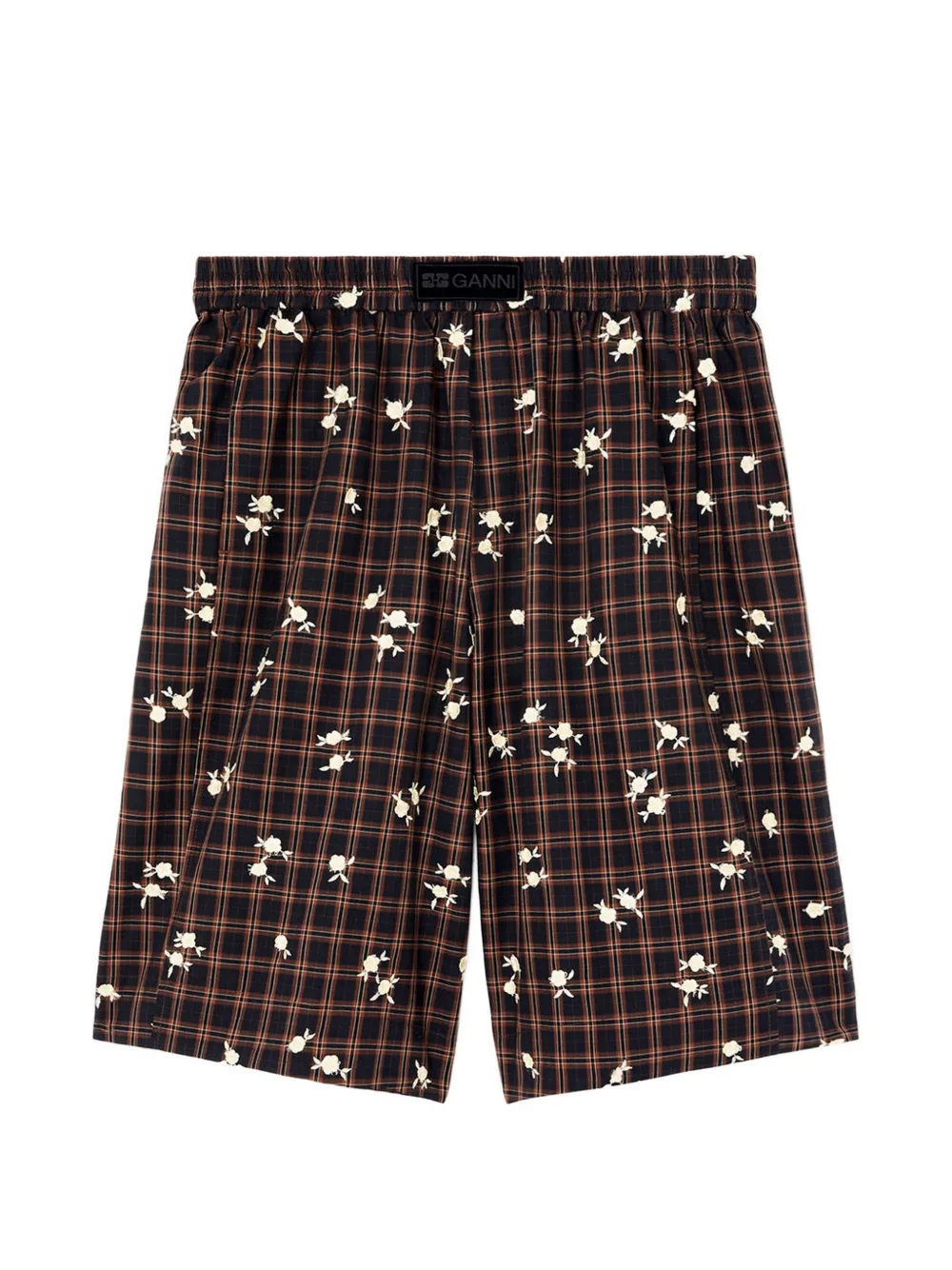 GANNI shorts in floral check - Marrone
