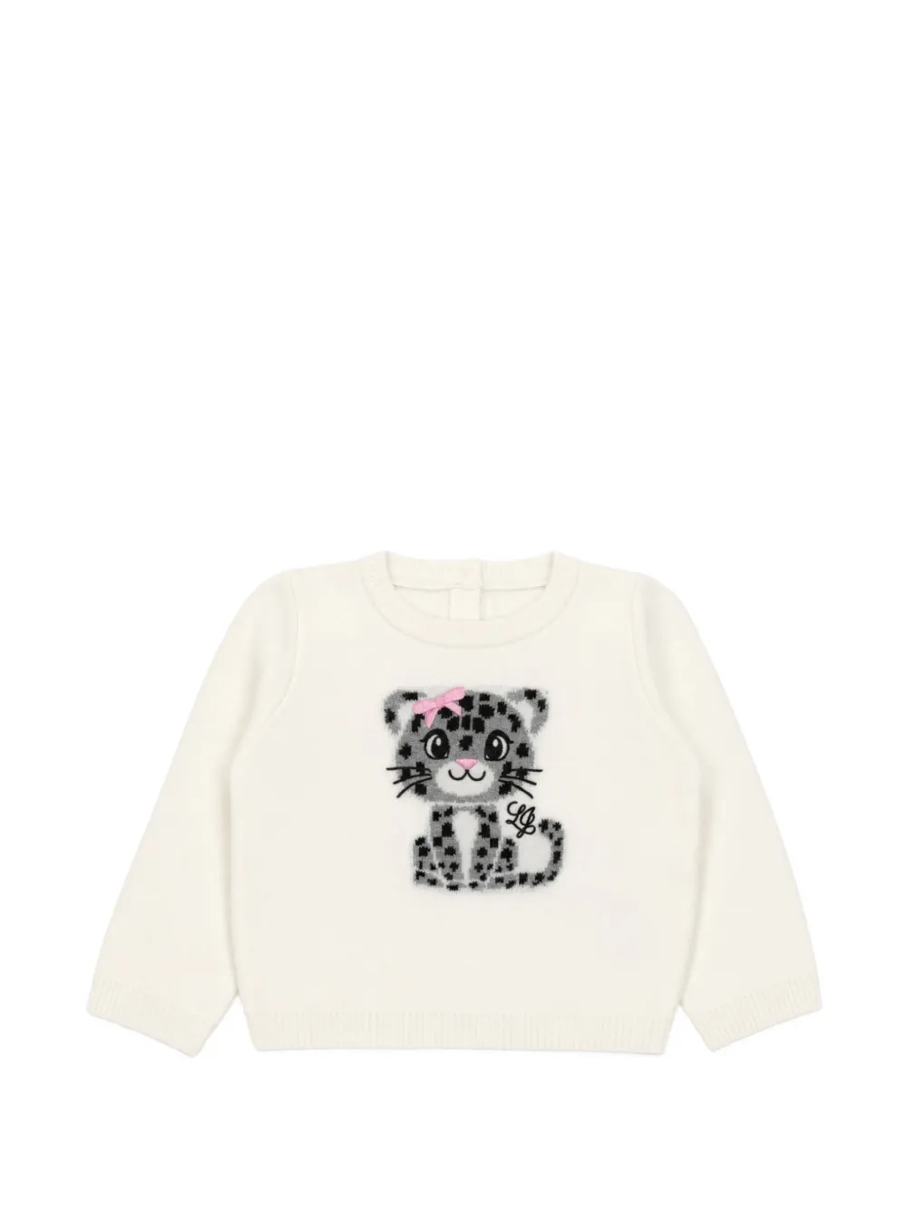Liu Jo Kids leopard-intarsia sweater - Bianco
