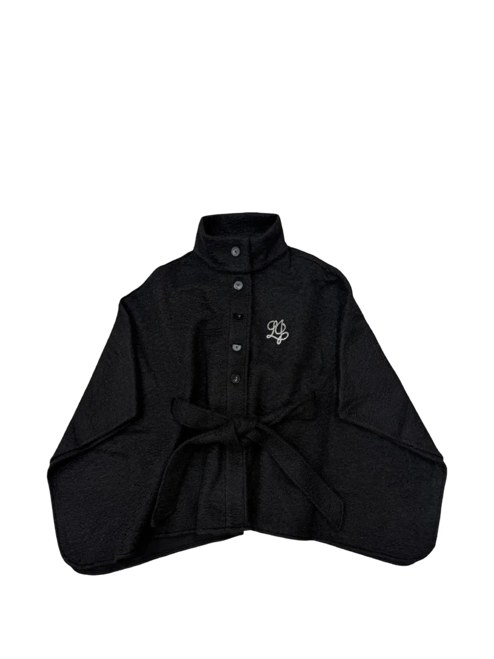 LIU JO cape ceinturée ornée du logo - Noir LIU JO cape ceinturée ornée du logo - Noir
