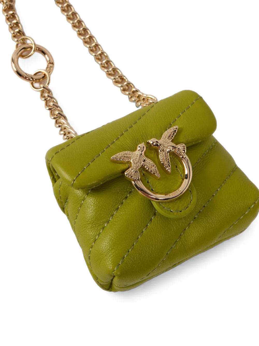 PINKO Love Bag Puff nano-accessoire van nappaleer Groen