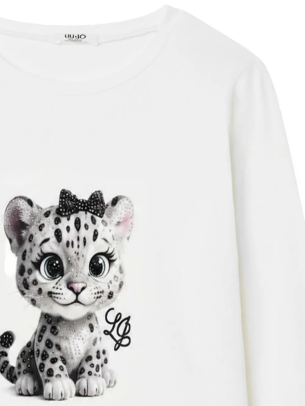 Liu Jo Kids T-shirt verfraaid met kristallen en luipaardprint Wit