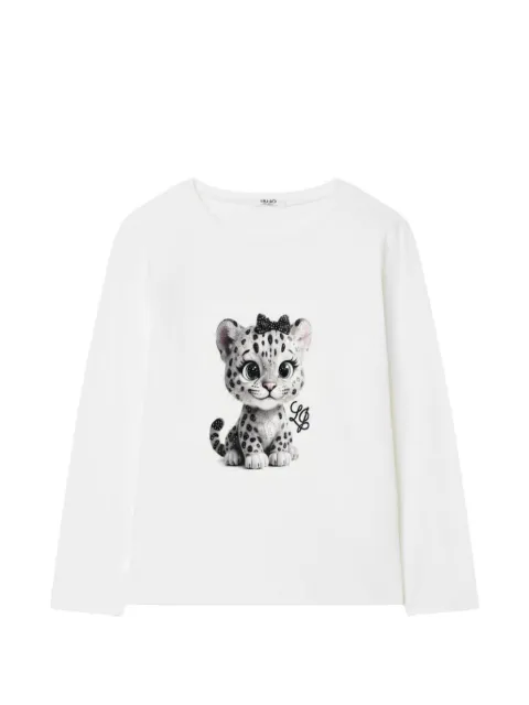 Liu Jo Kids leopard-print crystal-embellished T-shirt