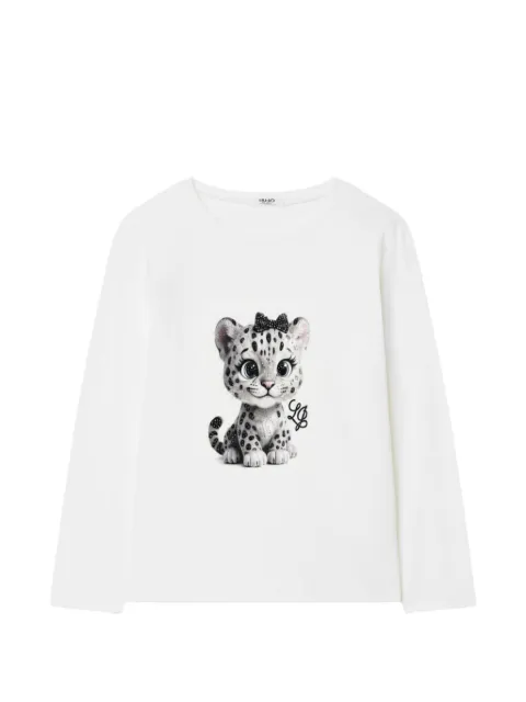 Liu Jo Kids leopard-print crystal-embellished T-shirt