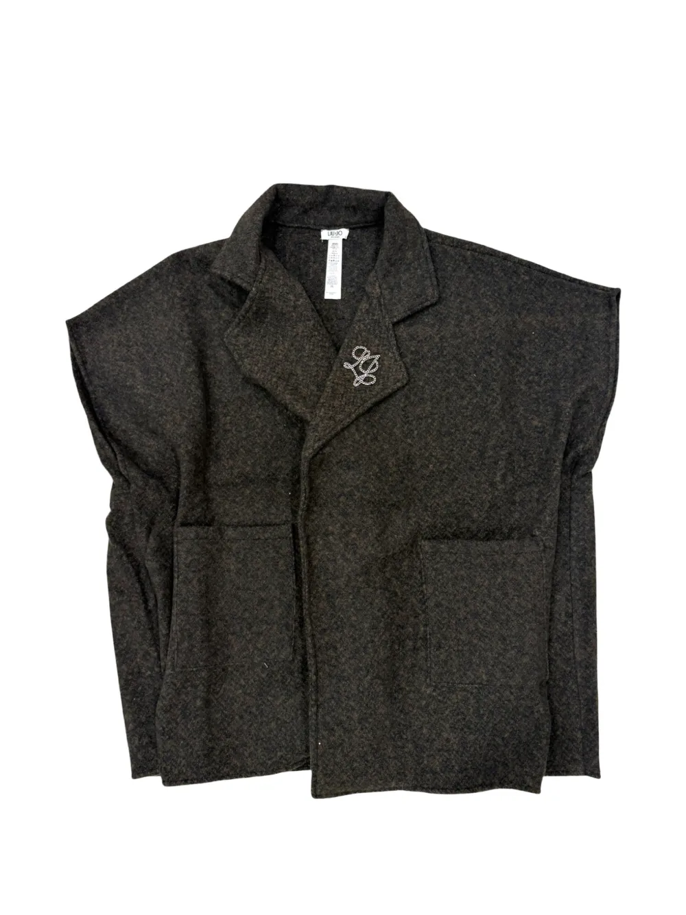 LIU JO logo-brooch cap-sleeve jacket