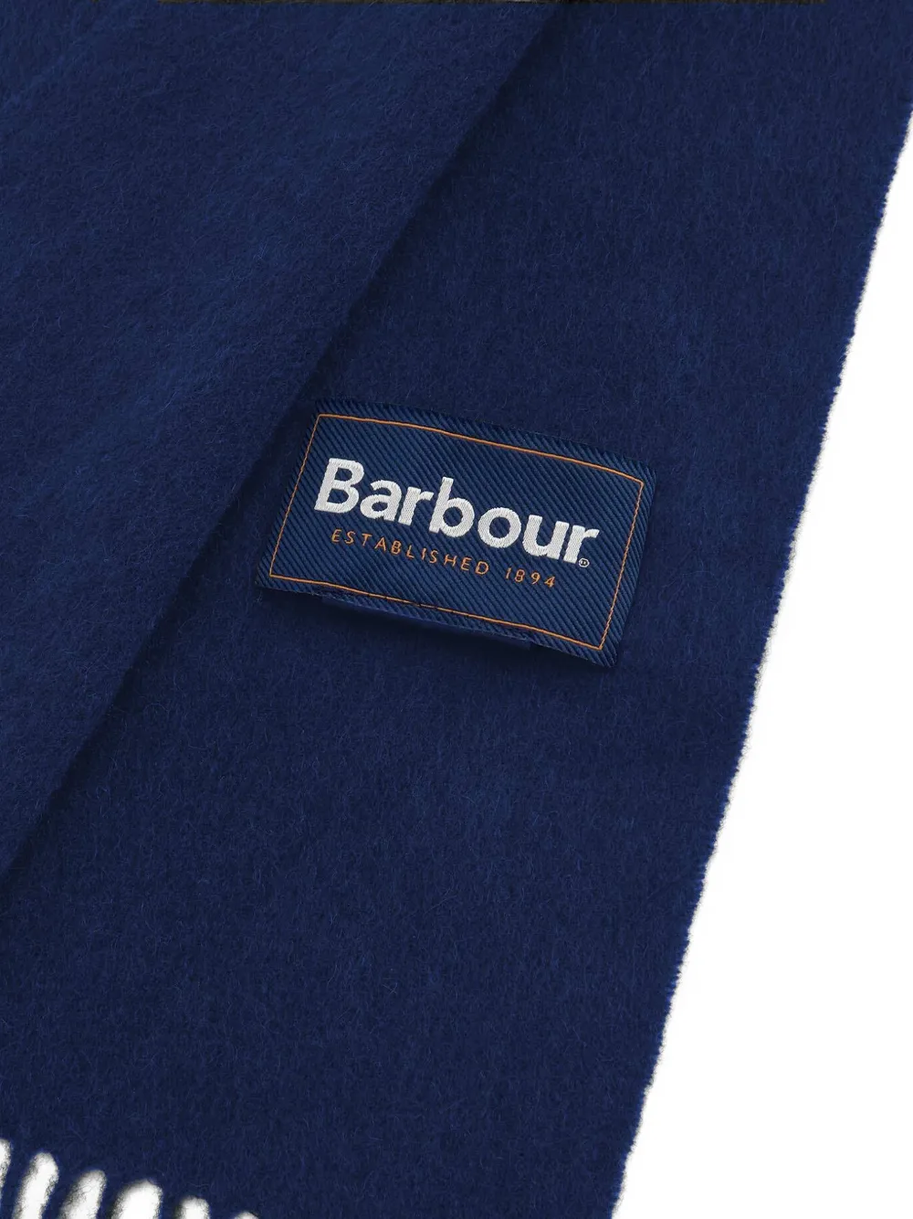 Barbour Lamlswollen sjaal met franje Blauw
