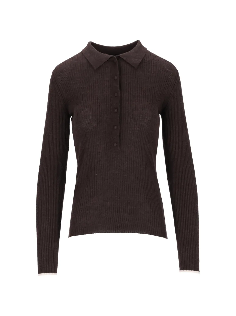 arch4 Maja ribbed-knit cashmere polo top - Marrone