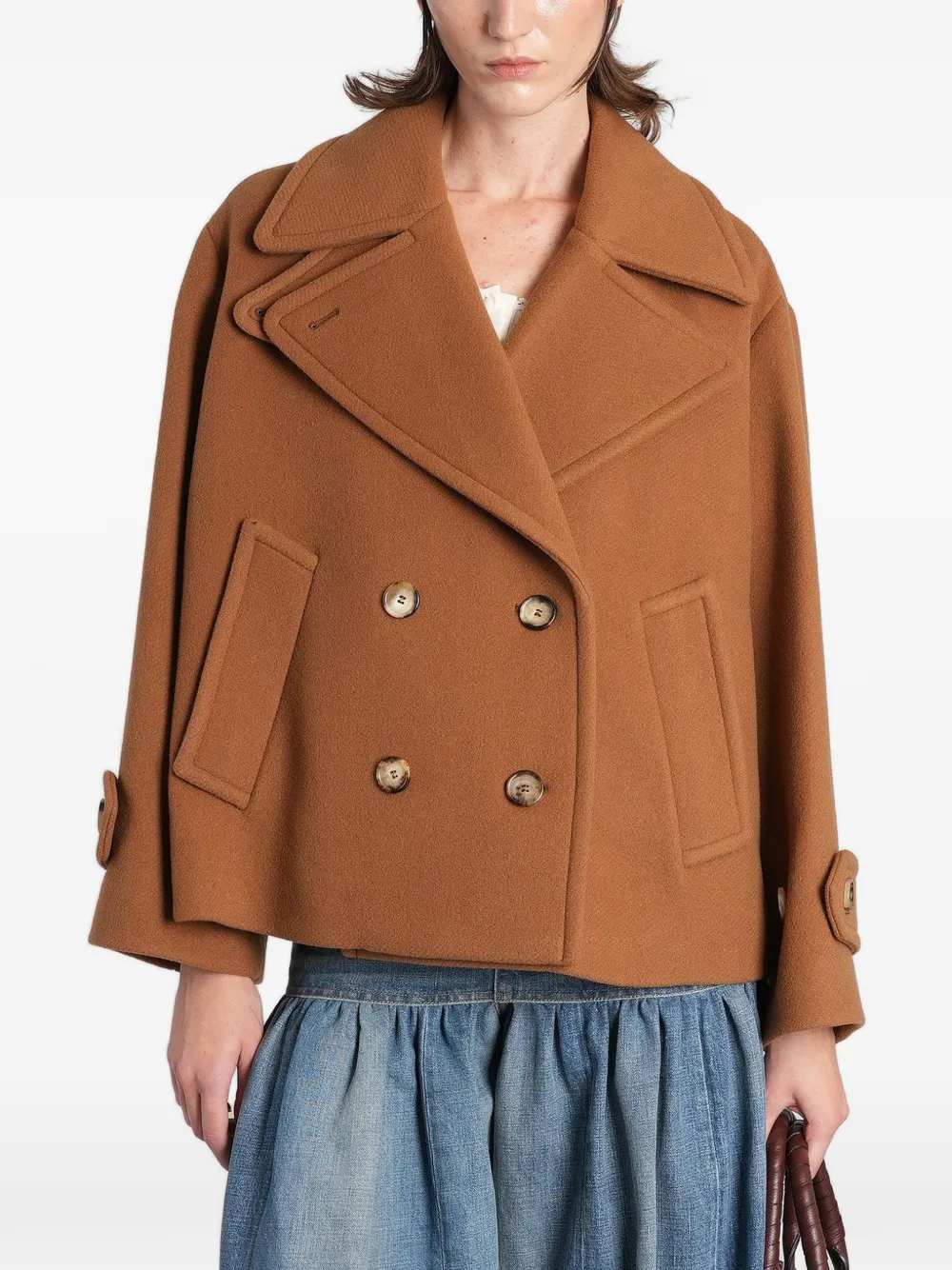 Chloé double-breasted pea coat - Braun