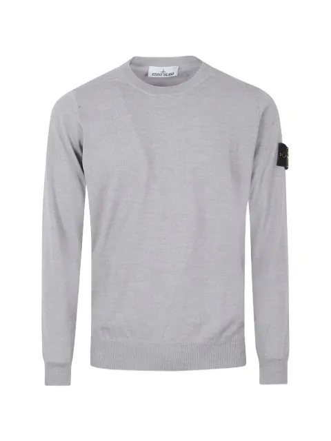 Stone Island logo-patch virgin wool sweater
