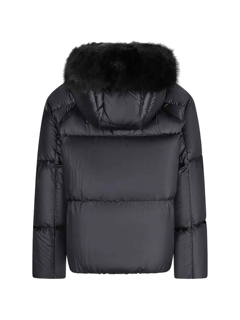Herno Donsjack met imitatiebontafwerking Zwart