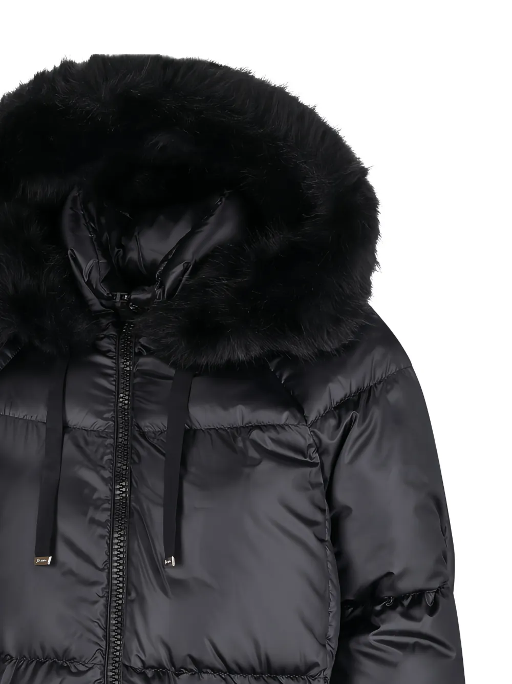 Herno Donsjack met imitatiebontafwerking Zwart