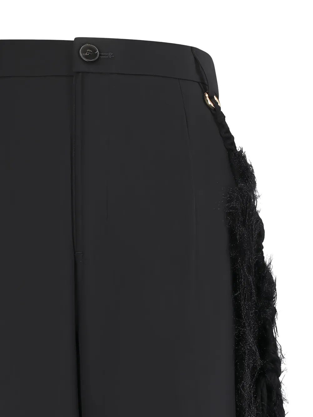 DARKPARK Phebe wollen broek met wijde pijpen en handgeweven wollen ketting Zwart