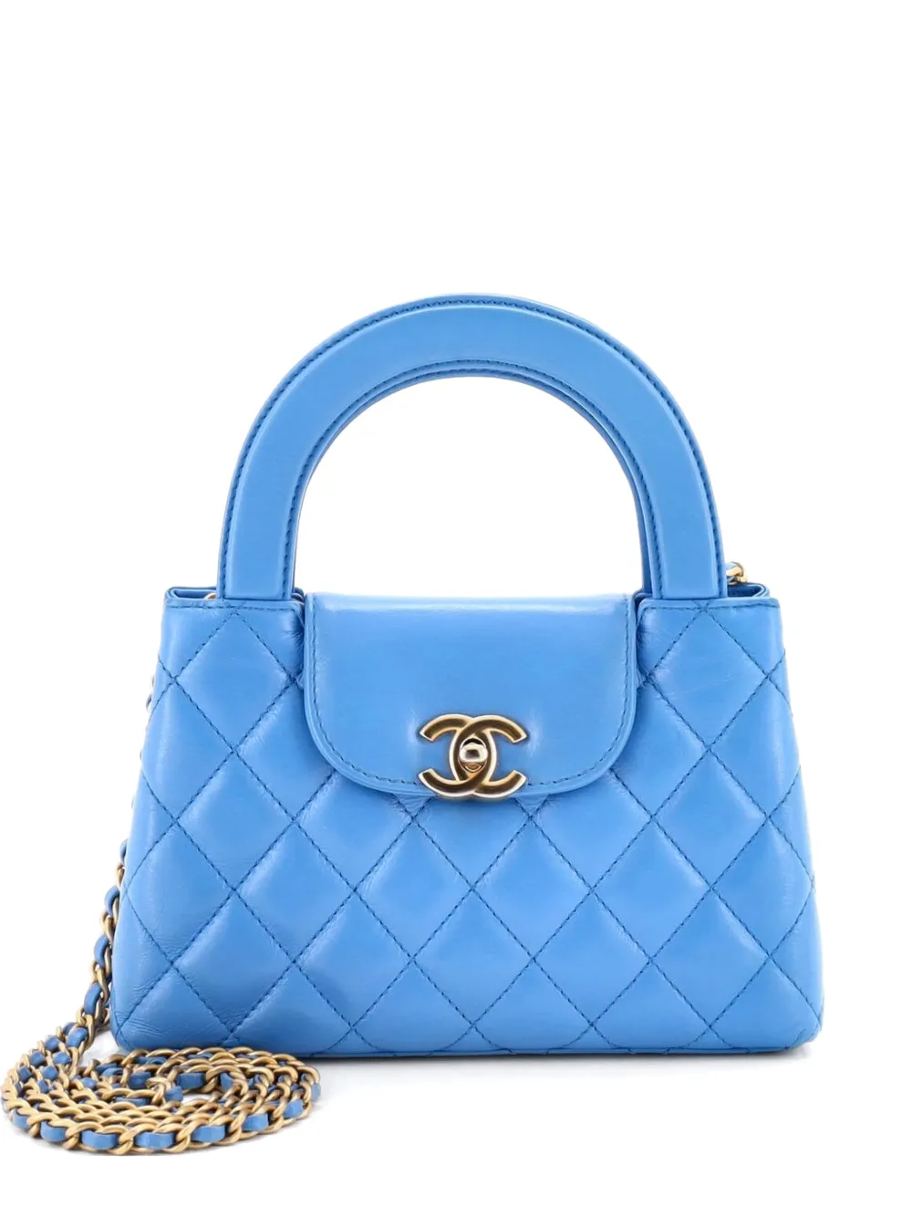 CHANEL Pre-Owned Mini Kelly Satchel-Tasche aus glänzendem Leder - Blau