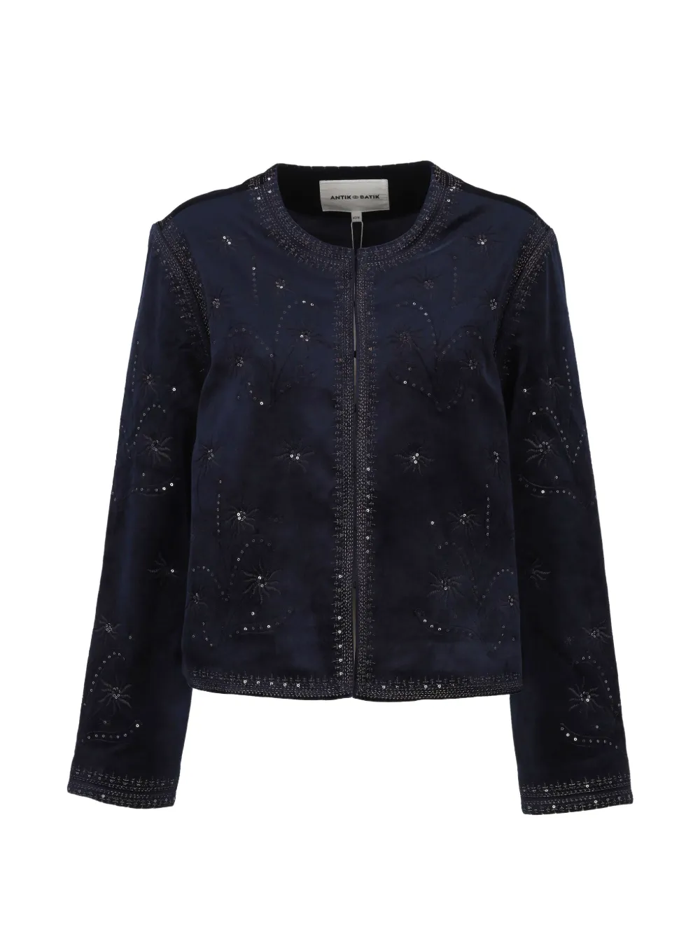 Antik Batik Illuminata sequin-embellished embroidered cropped jacket - Blu