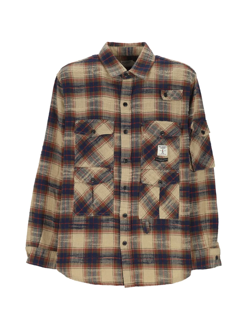 Roy Rogers Xengineered Garments Check-pattern Workwear Shirt In Nude