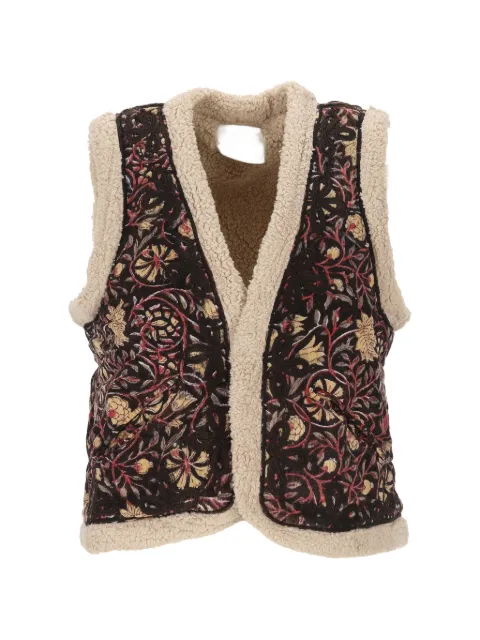 MAISON HOTEL Juno floral-embroidered fleece-trim waistcoat