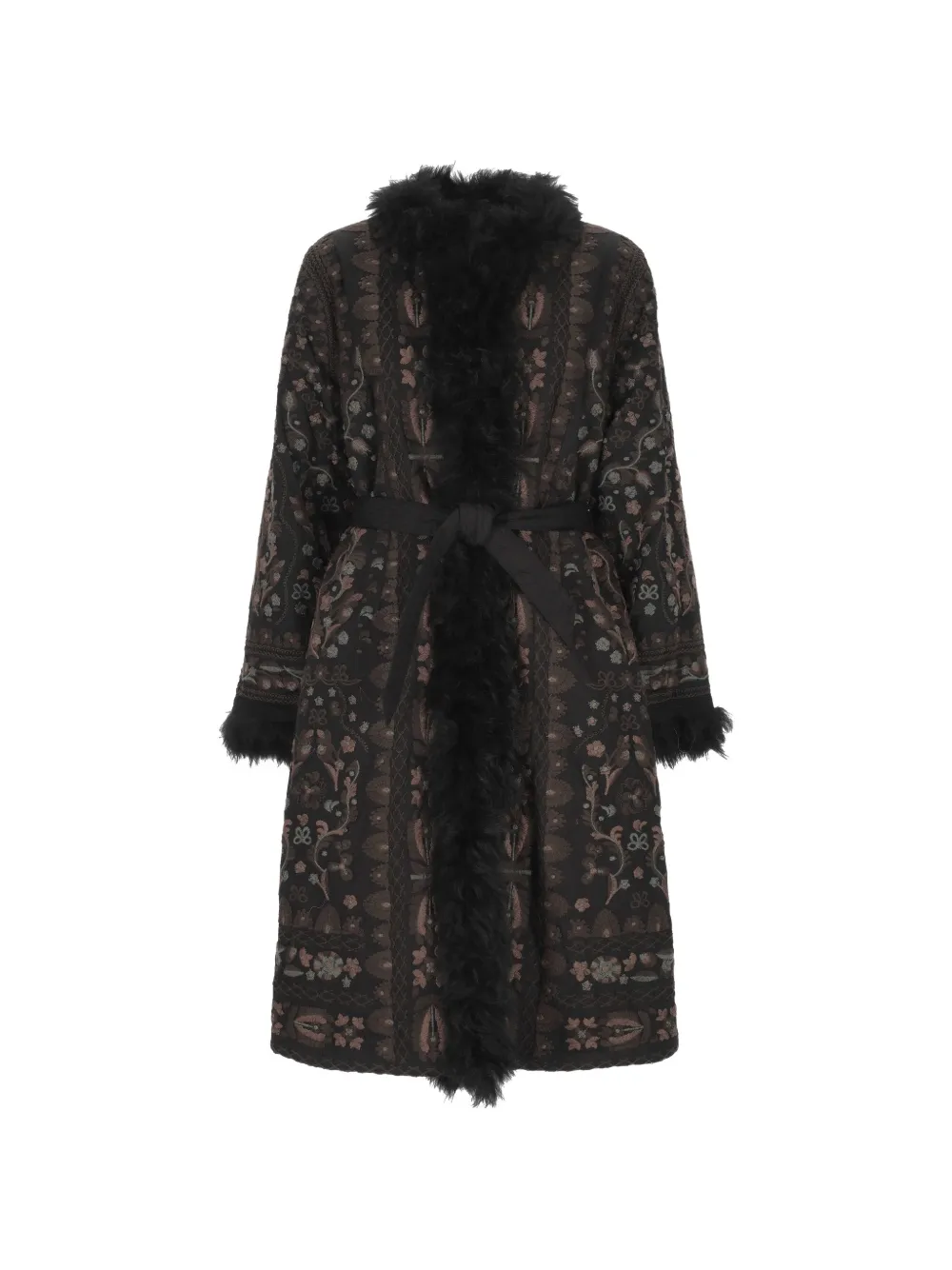 Antik Batik Sando faux-fur-trim single-breasted coat - Nero
