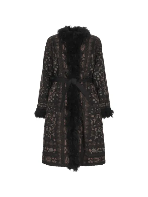 Antik Batik Sando faux-fur-trim single-breasted coat