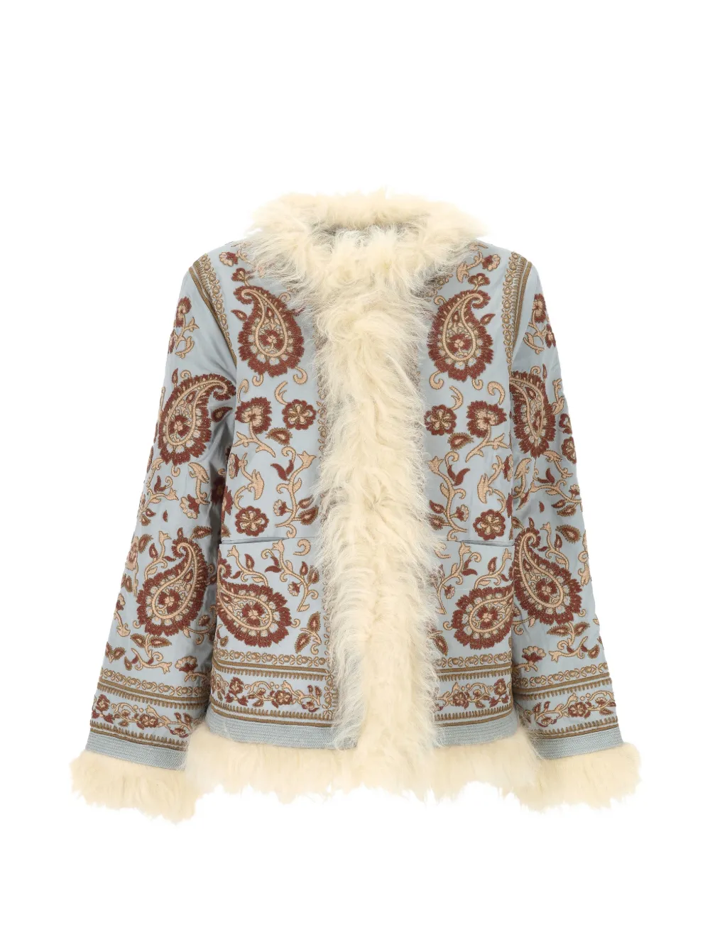 Antik Batik embroidered faux-fur trim jacket