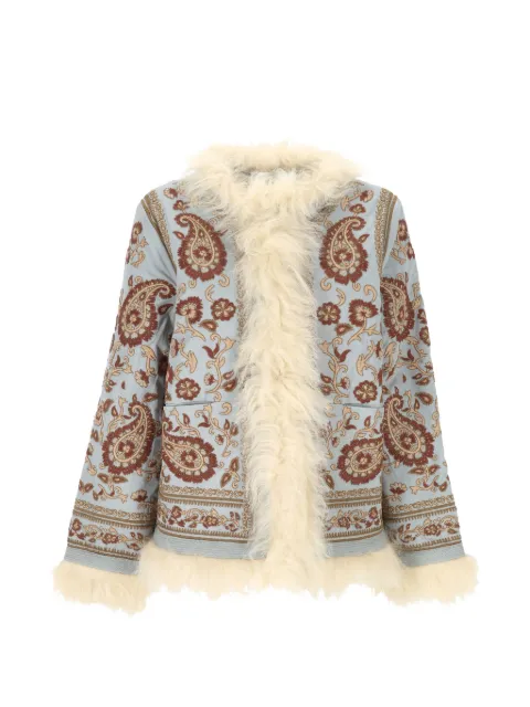 Antik Batik embroidered faux-fur trim jacket