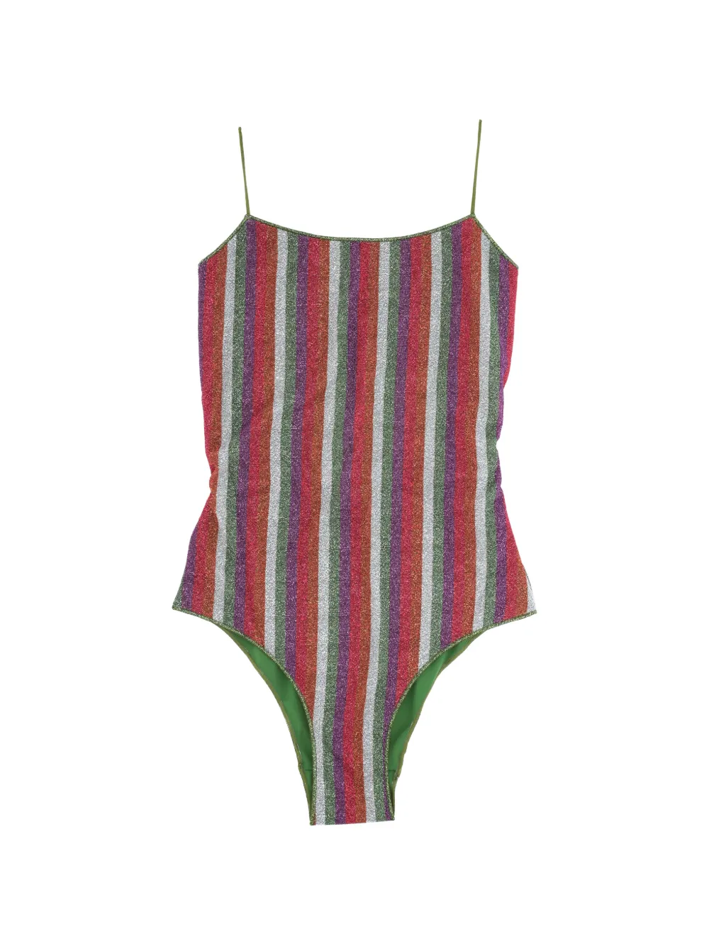 Oséree Lolita striped metallic-effect swimsuit