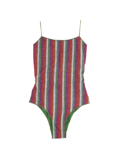 Oséree Lolita striped metallic-effect swimsuit