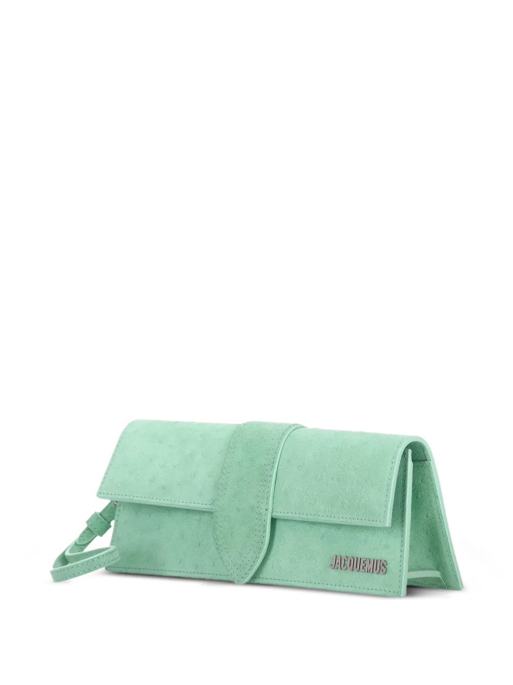 Jacquemus ostrich-effect suede east-west bag Groen