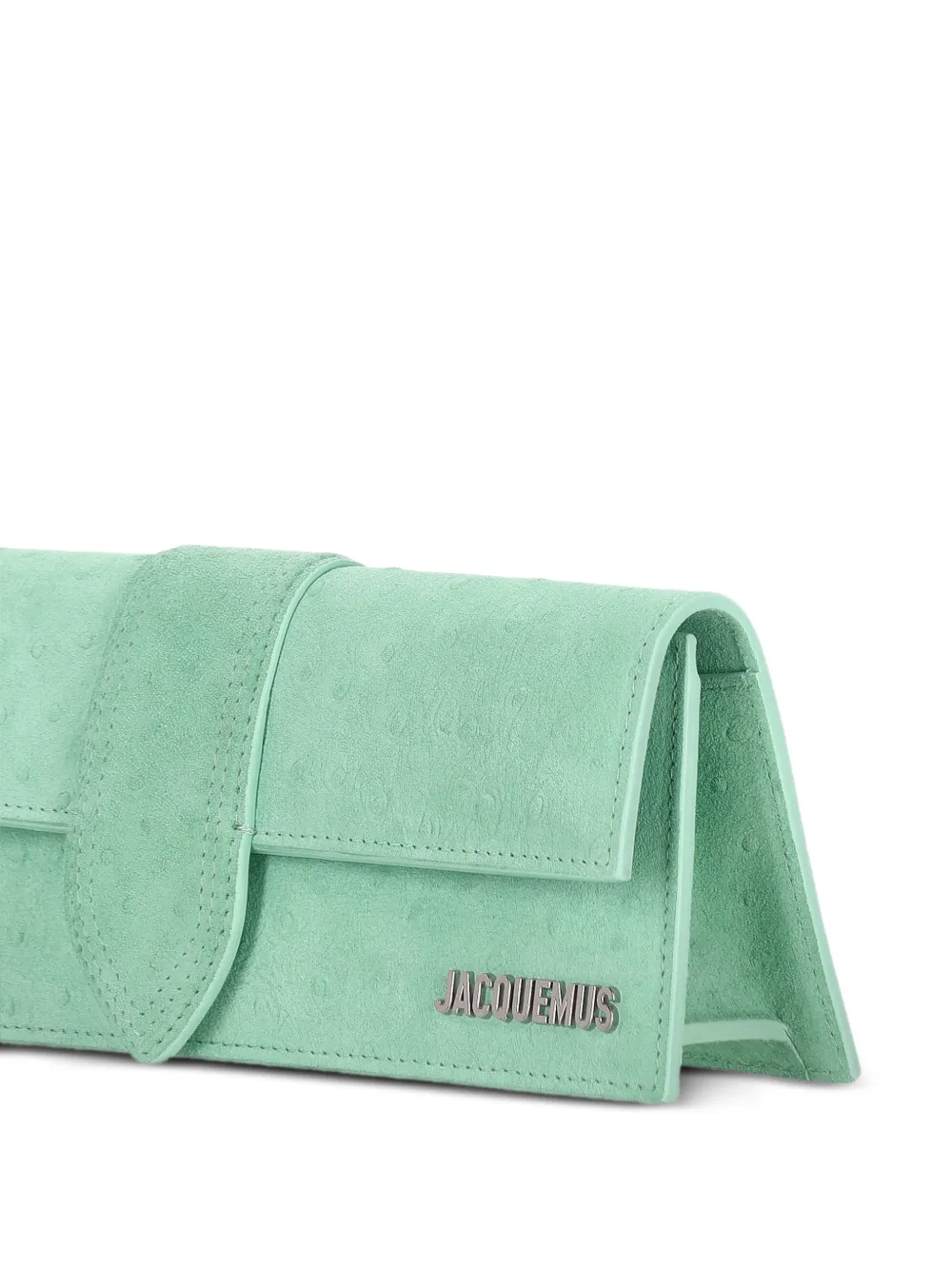 Jacquemus ostrich-effect suede east-west bag Groen