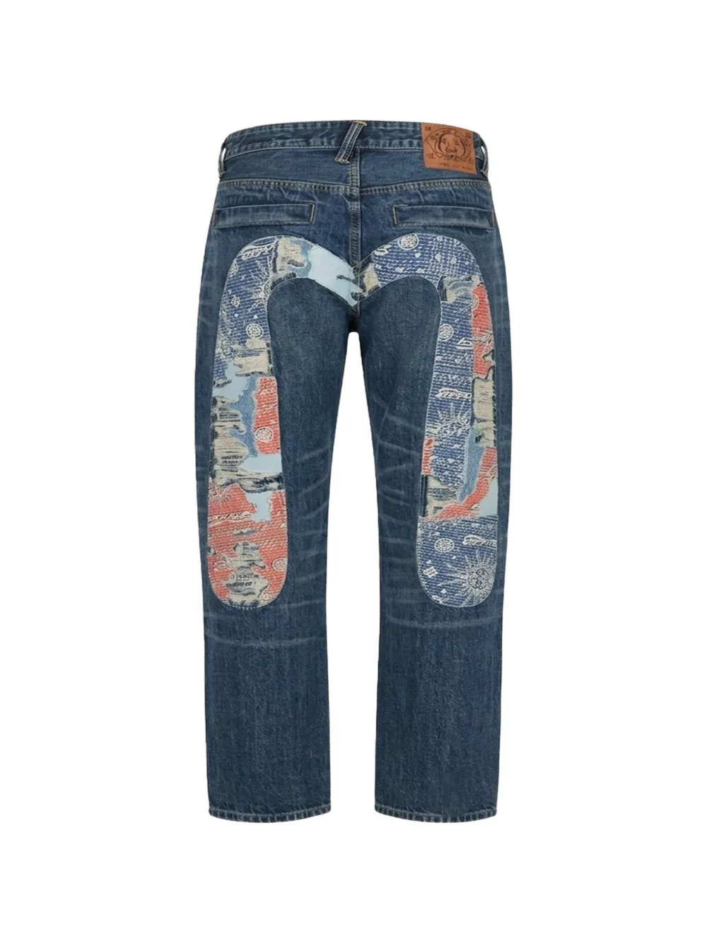 EVISU Boro Daicock jeans met patchwork Blauw