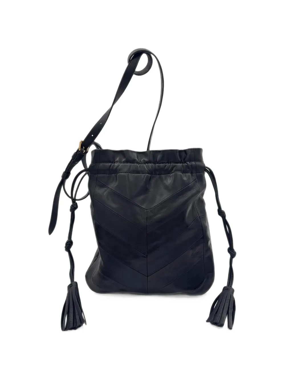 Valentino Garavani VLogo chevron-quilted leather bucket bag Zwart
