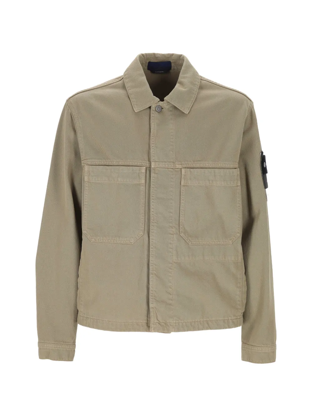 Stone Island veste en jean 4100006 à patch Compass et détail de poche - Tons neutres Stone Island veste en jean 4100006 à patch Compass et détail de poche - Tons neutres
