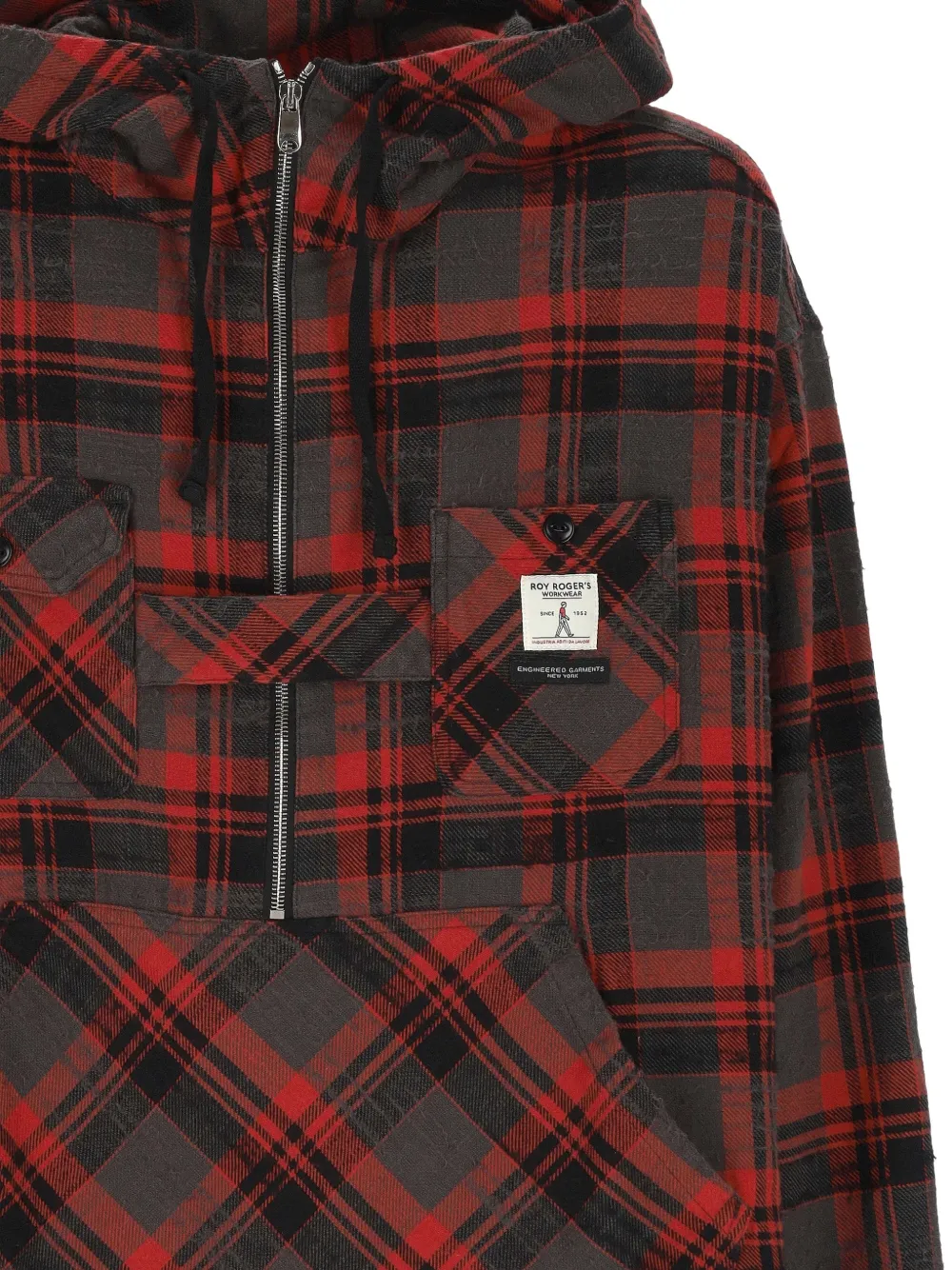 Roy Rogers x Engineered Garments plaid-check hooded jacket Grijs