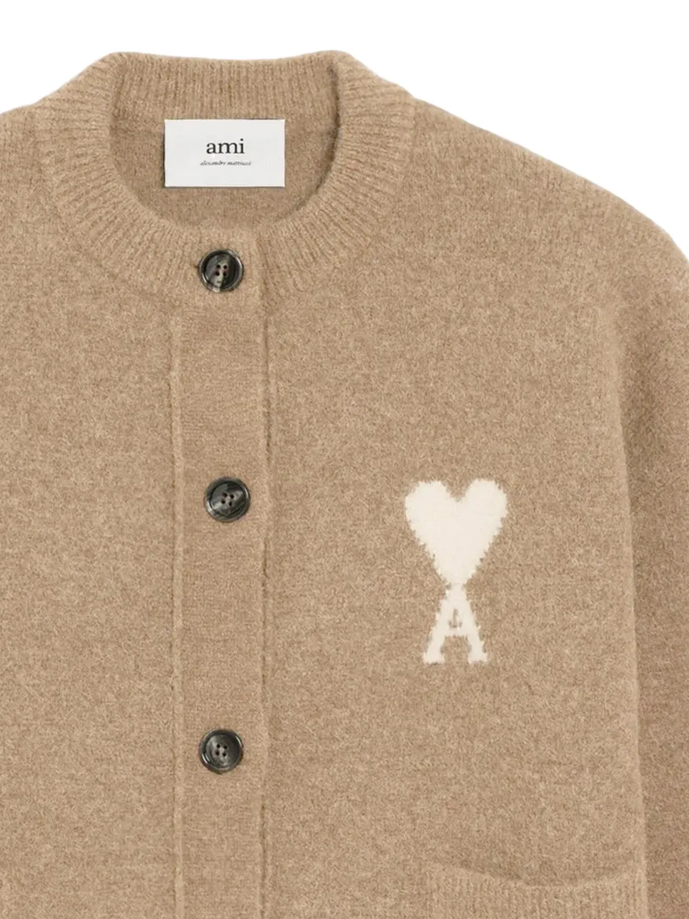 AMI Paris Vest met logo Beige