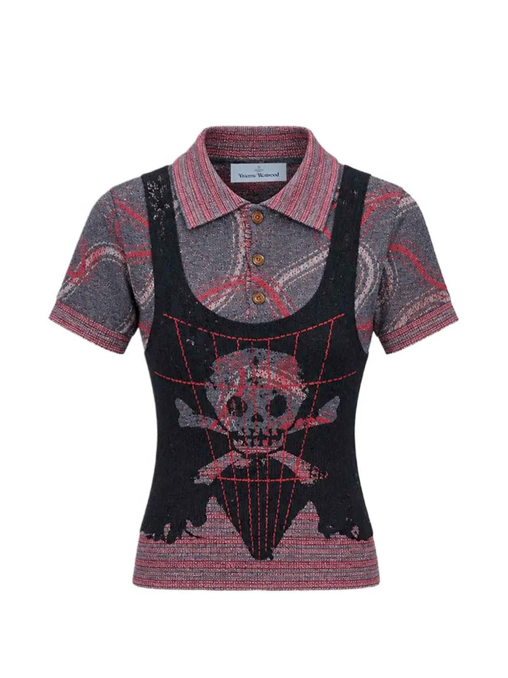 Vivienne Westwood Cutlass skull-print polo shirt Grijs