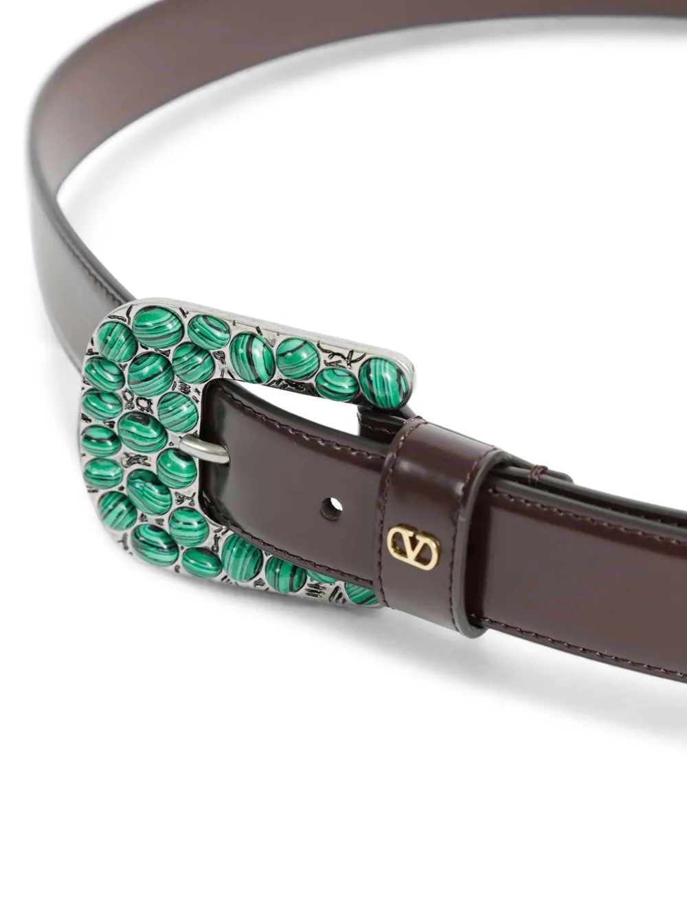 Valentino Garavani VLogo Signature malachite-embellished belt Bruin