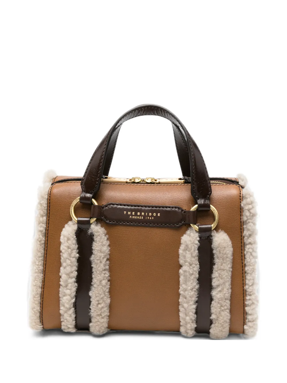 The Bridge Borsa tote con bordo in shearling - Marrone