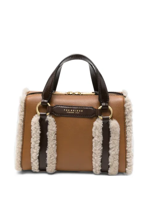 The Bridge shearling-trim leather tote bag